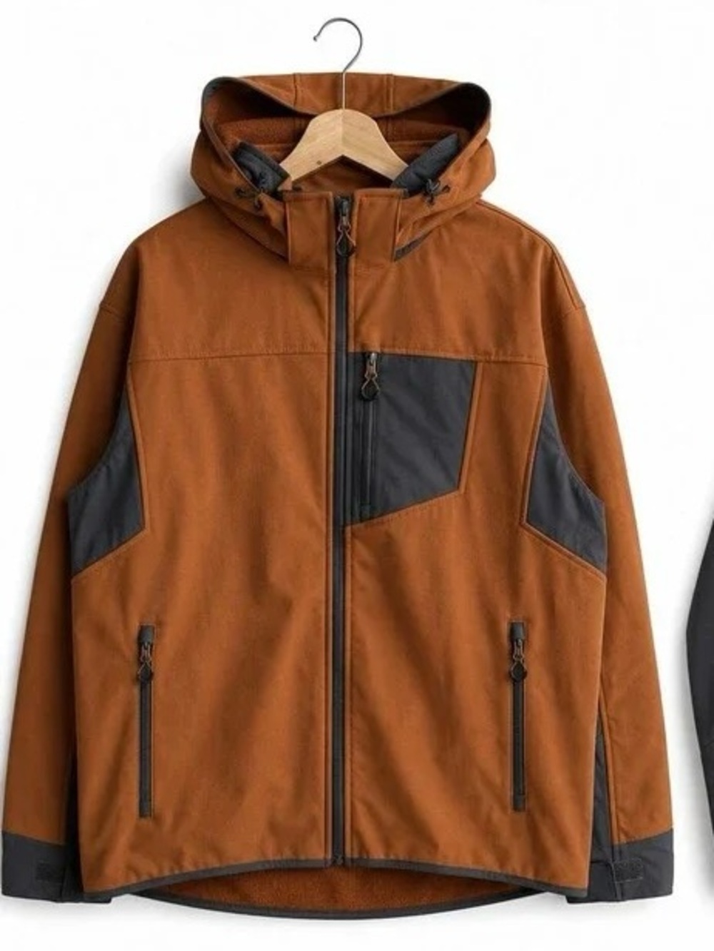 Duluth Trading Co Black Hills Windfront Hooded Windbreaker with Gray Accents